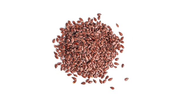 Flax seeds on a white background