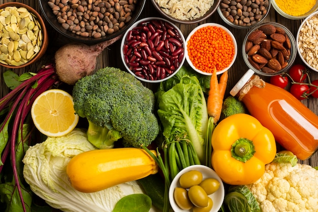 Photo flay lay of assortment of groceries