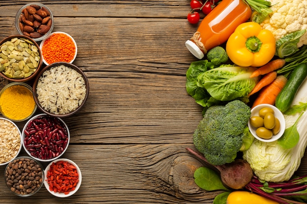 Flay lay of groceries with spices