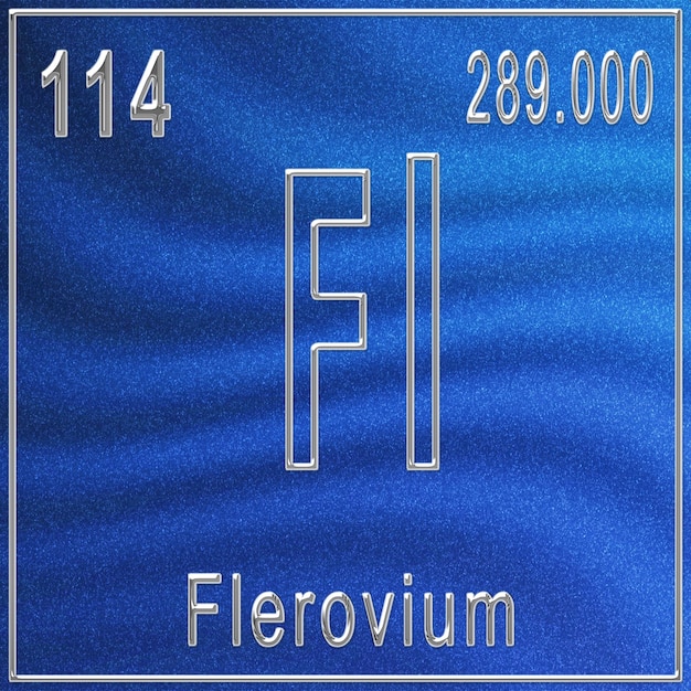 Флеровий химический элемент, знак с атомным номером и атомным весом, элемент периодической таблицы