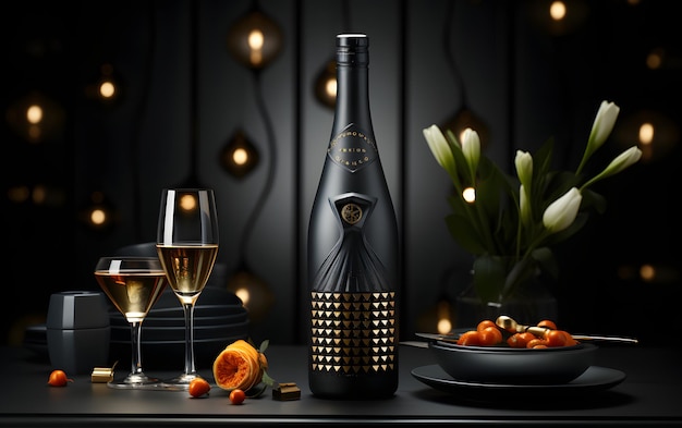 Fles champagne illustratie