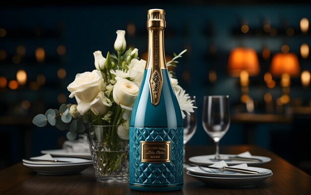 Fles champagne illustratie