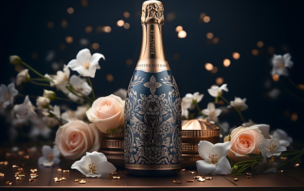 Fles champagne illustratie