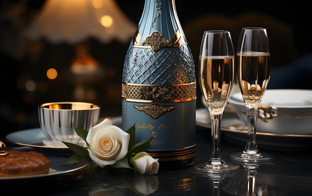 Fles champagne illustratie