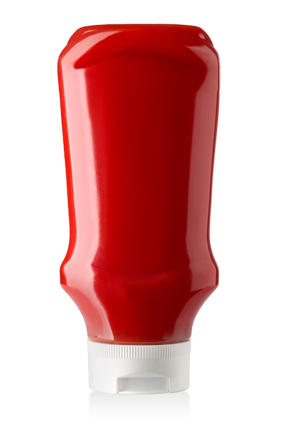 Foto fles ketchup geïsoleerd op wit