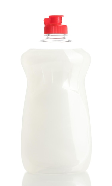 Fles met afwasvloeistof geïsoleerd op wit