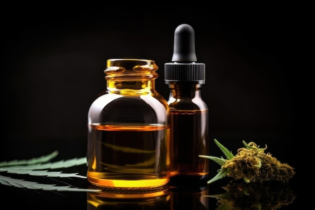 Fles met genezende werking CBD-cannabisextractolie Generatieve AI