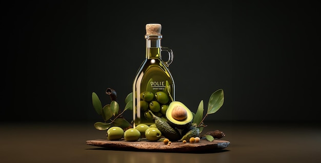 fles olijfolie bouteille d'huile d'olive extra vierge en ultra raliste