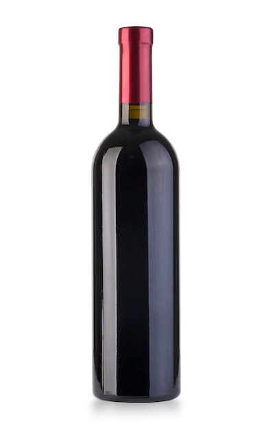 fles rode wijn geïsoleerd op een witte achtergrond met uitknippad