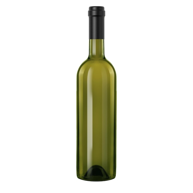 Fles wijn zonder etiket op een witte achtergrond