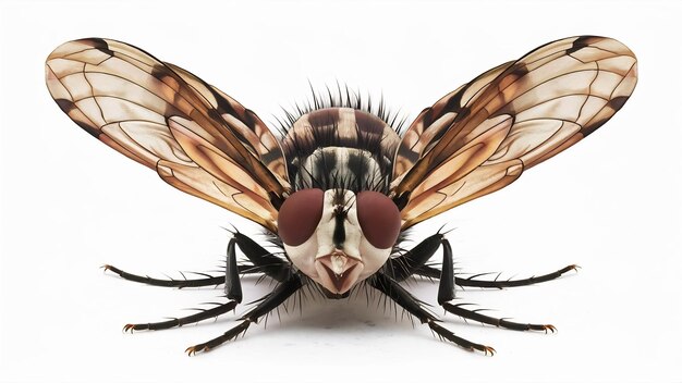 Flesh fly viewed from up high sarcophagidae isolated on white