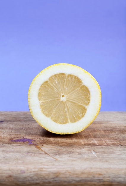 The flesh of a yellow lemon