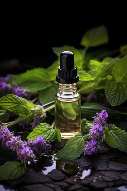 flesje met patchouli essentiële olie-extract