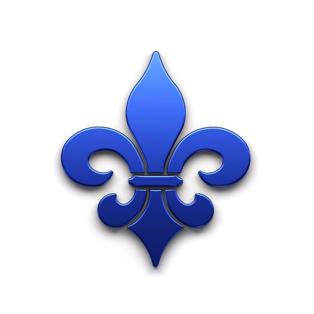 Fleur de lis heraldische icoon in blauwe textuur 3D rendering illustratie