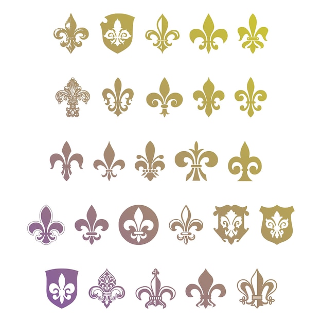 fleur de lis set items gradient effect photo jpg vector set