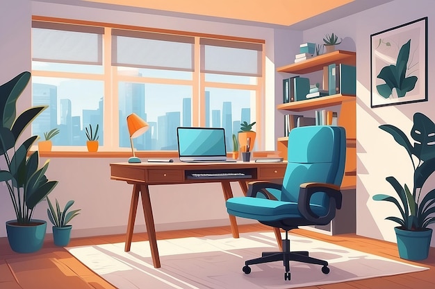 Photo flexible seating home office with rotating chair vector art