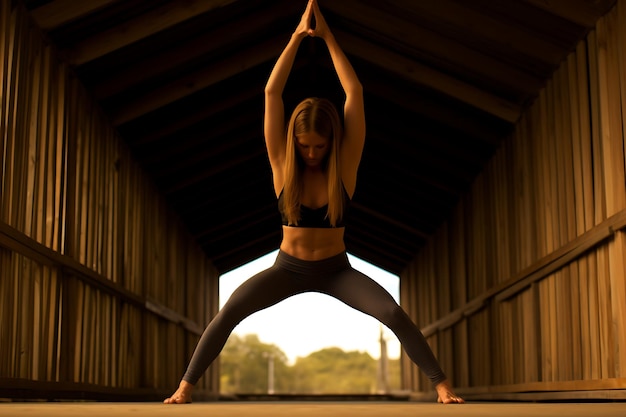 Flexible woman doing yoga