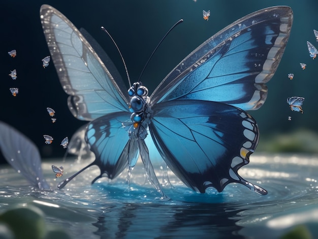 Полет бабочек в лучах света