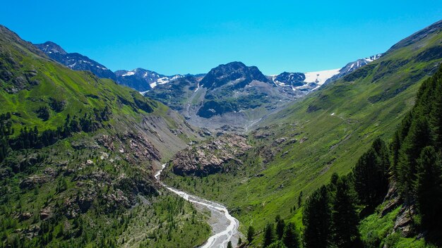 Flight through kaunertal valley in the austrian alps - famous glacier in austria