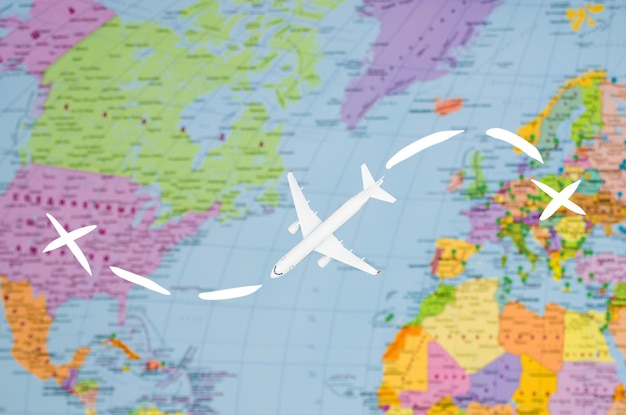 Полет в сша символическое изображение путешествия по карте самолета