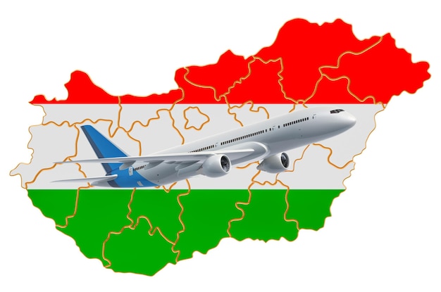 Flights to Hungary concept 3D rendering