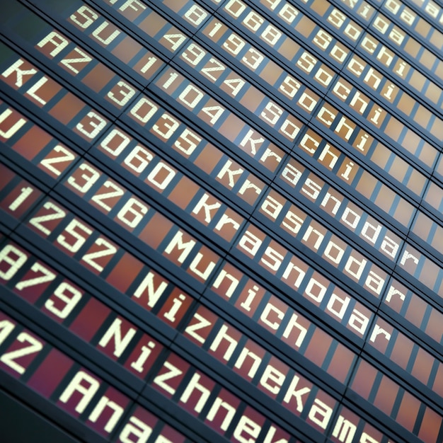 Flights information board in airport