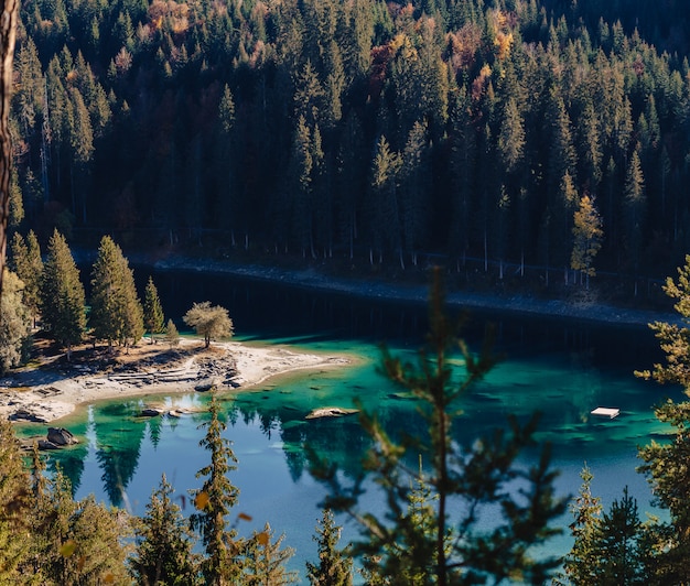 Flimsmeer in Zwitserland, alpiene bergen, zonnig, het vierkante panorama van het de zomerlandschap