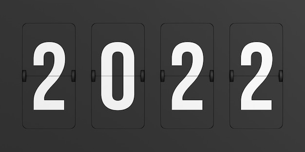 Foto flip black scoreboard 2022. illustrazione 3d