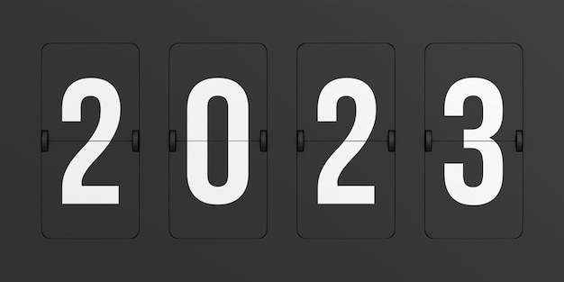 Flip black scoreboard 2023 3D illustration