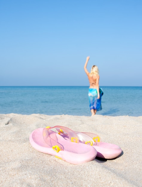 Flip flops on the beach