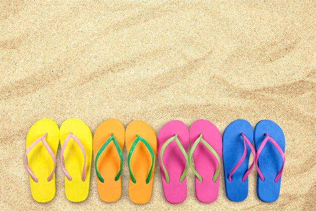 Flip flops with blue decking