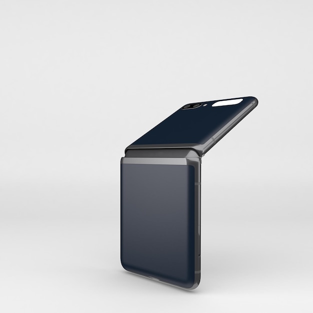 flip mobile isolated back left side in white background