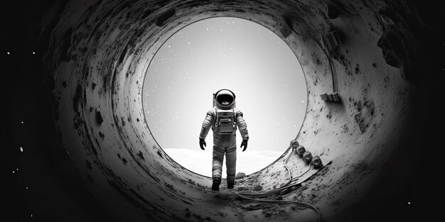 Photo floating among the stars life as an astronaut in space black and white