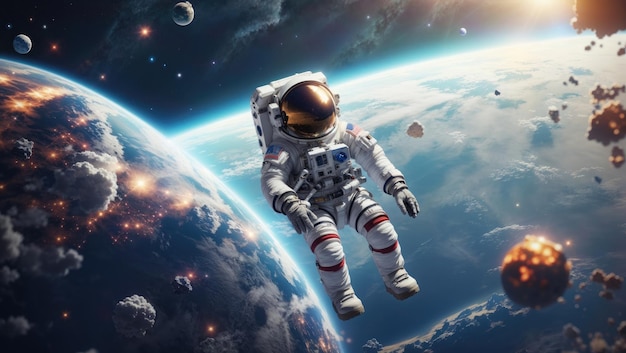 Floating Astronaut Above Earth's Splendor