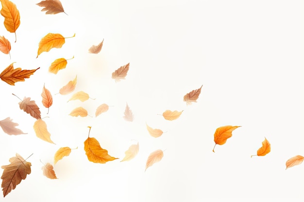 Photo floating autumn leaves a serene dance of seasonal hues and delicate patterns by generative ai