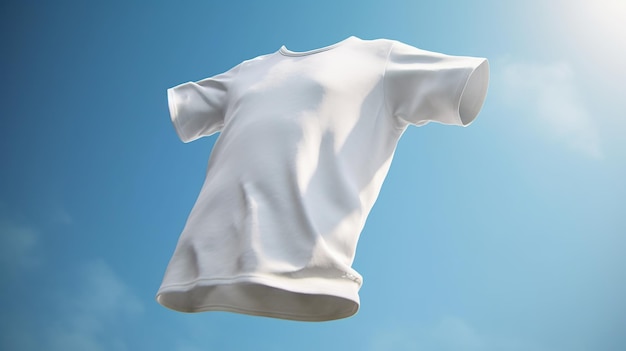 Photo floating blank white t shirt mockup generative ai