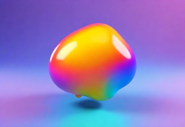 Photo floating blob liquid artwork smooth shiny surface digital painting colorful background design