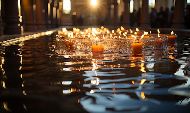 Floating Candles in Water Pool