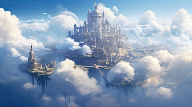 Floating city above the clouds