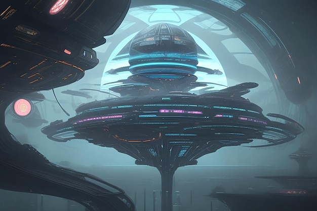 Floating City Futuristic Science Lab