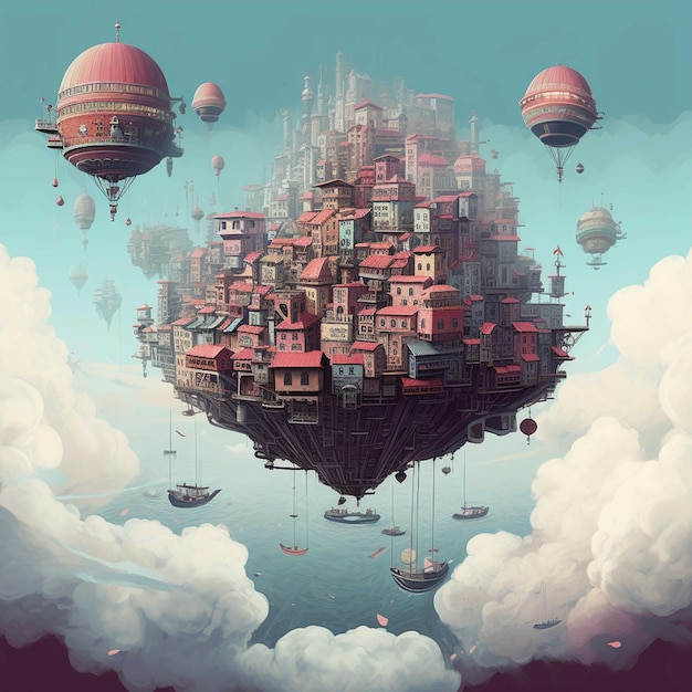 Floating city in the sky