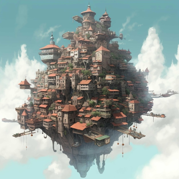 Floating city in the sky