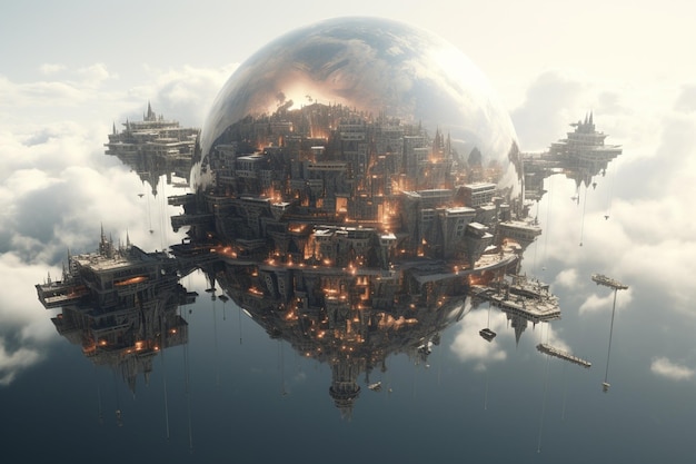 Floating city suspended by optical illusions octan 00034 03