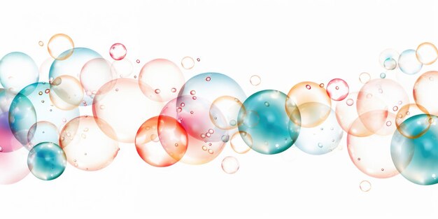 Foto flotazioni di bolle di sapone colorate sullo sfondo disegno astratto su sfondo bianco ai generato
