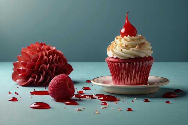 Photo floating delicious red cupcake ar c v