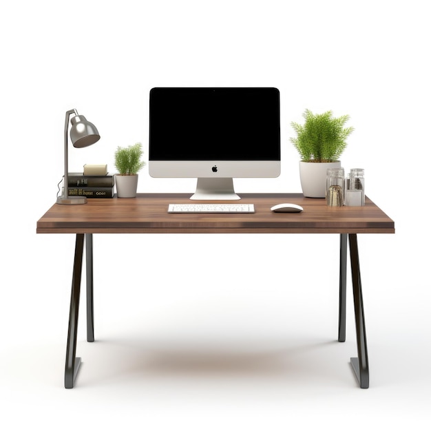 Floating desk isolated on white background