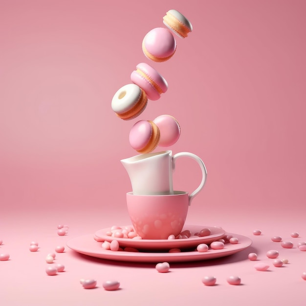 Floating donuts Illustration AI Generative