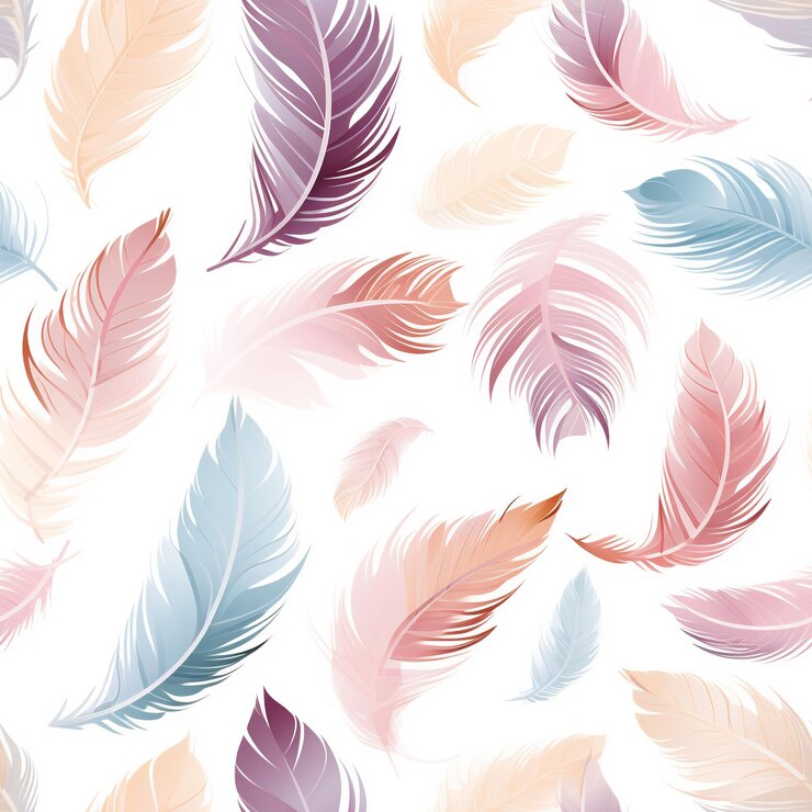 Floating Elegance Seamless Pattern of Delicate Feathers for a Lightweight Aesthetic