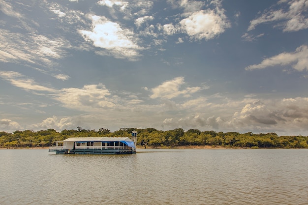 Floating house on Amazon river