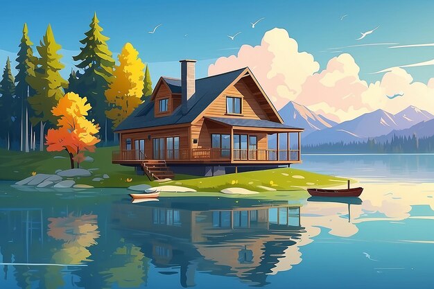 Floating House on a Peaceful Lake